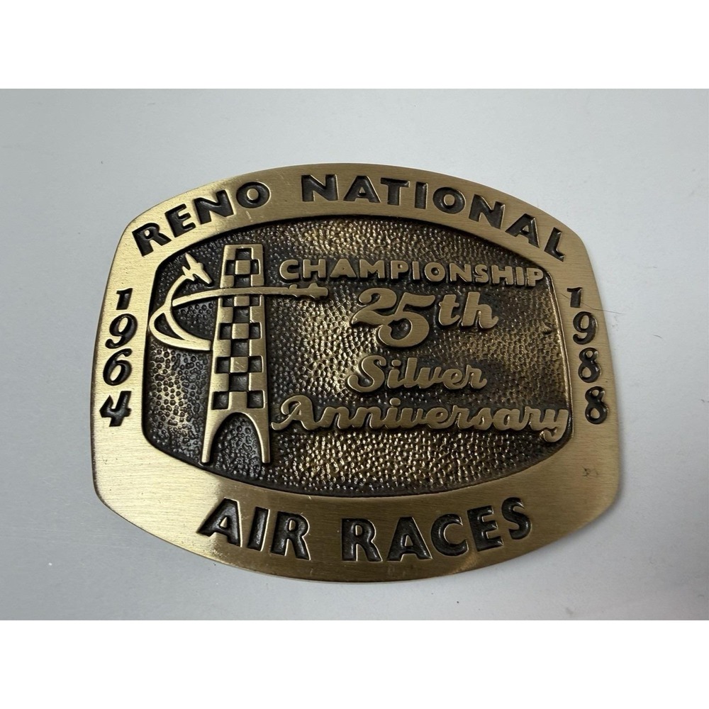 1988 Reno National Championship 25th Anniversary Air Races Brass Belt Buckle‎